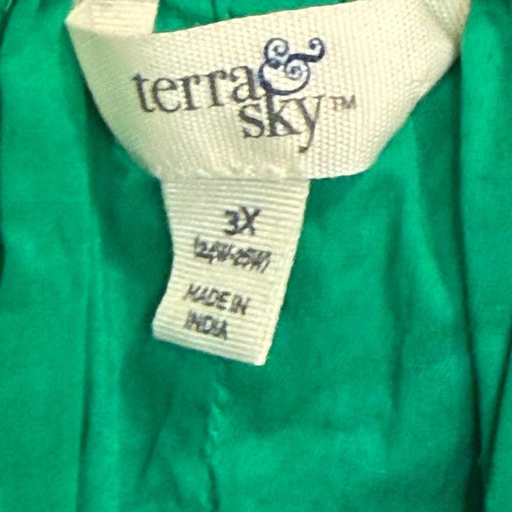 Terra & Sky Tropical Floral Ruffle Sundress Green Pink - NWT - Size - 3X - Picture 5 of 6